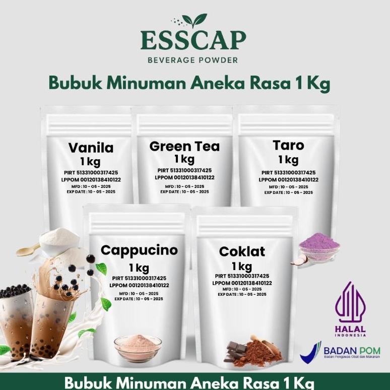 

SALE! ESSCAP BUBUK MINUMAN INSTAN 1KG - TEH, COKLAT, KOPI, VANILA ANEKA RASA