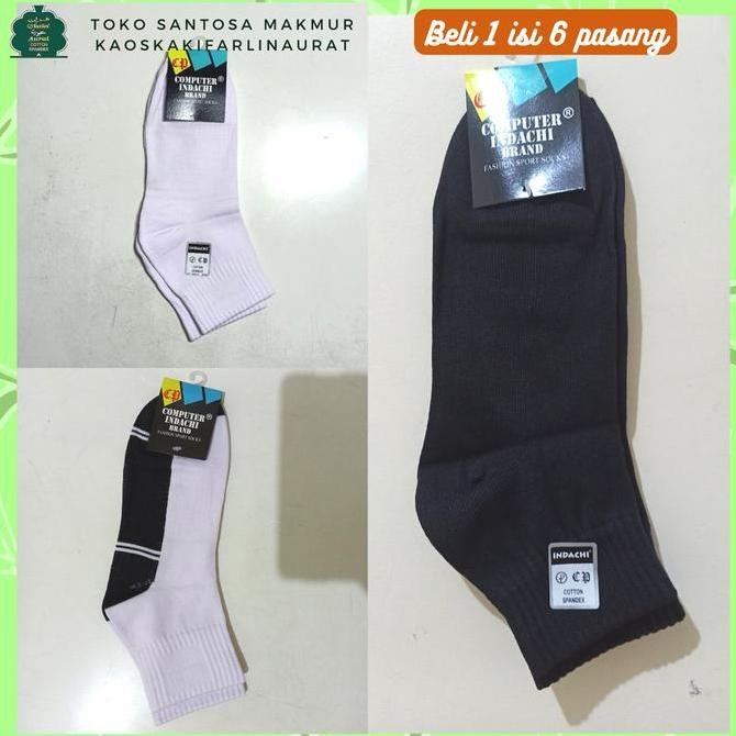 NEW JUAL 6 PASANG Kaos Kaki Matakaki Merek Computer Indachi Dewasa Polos Santosa Makmur Grosir