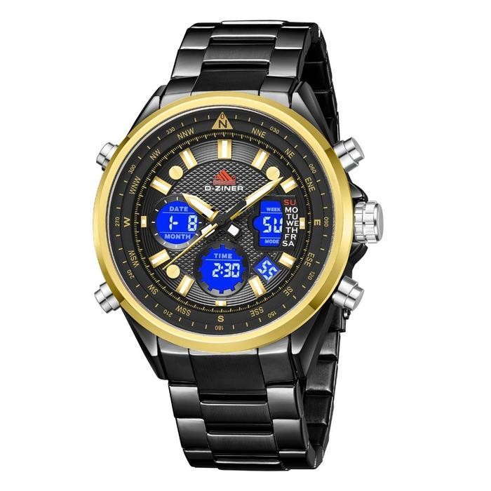 Bts Buy 1 Get 1  Dziner Jam Tangan Pria Double Time 8338 Rantai Stainless Steel Water Resistant 3 At