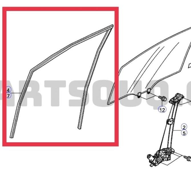 karet kaca pintu Runchannel Honda jazz ge8 2008-2013 original