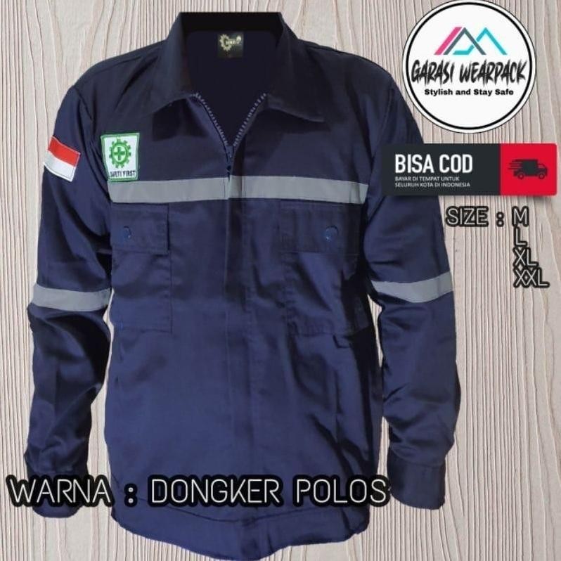 Wearpack Safety/ Baju Proyek /Kemeja Kerja /Dongker Polos Original