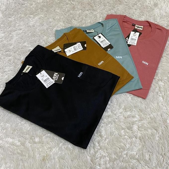 (Expert) Paket 4 Pcs Kaos Polos Pocket Saku Pria Wanita MBN L XL XXL | Kaos Distro Cowok Polos Saku 