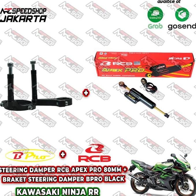 Ready Steering Damper RCB APEX PRO 80mm+Braket Steering Damper BPRO NINJA RR