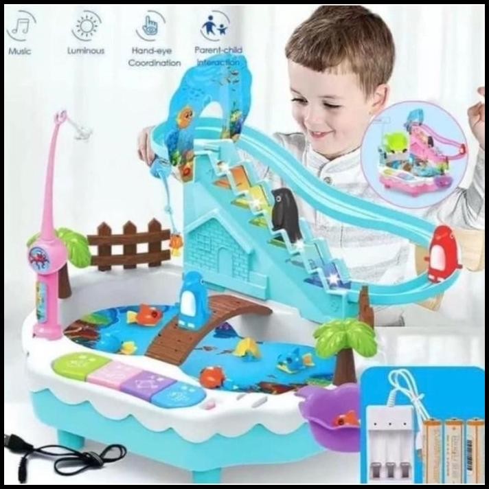 MAINAN PANCINGAN ANAK HAPPY FISHING TOY 2 IN 1 NEW FISHING PINGUIN