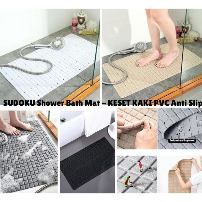 Sudoku Shower Bath Mat / Keset Kamar Mandi Pvc Anti Slip Suction Cup