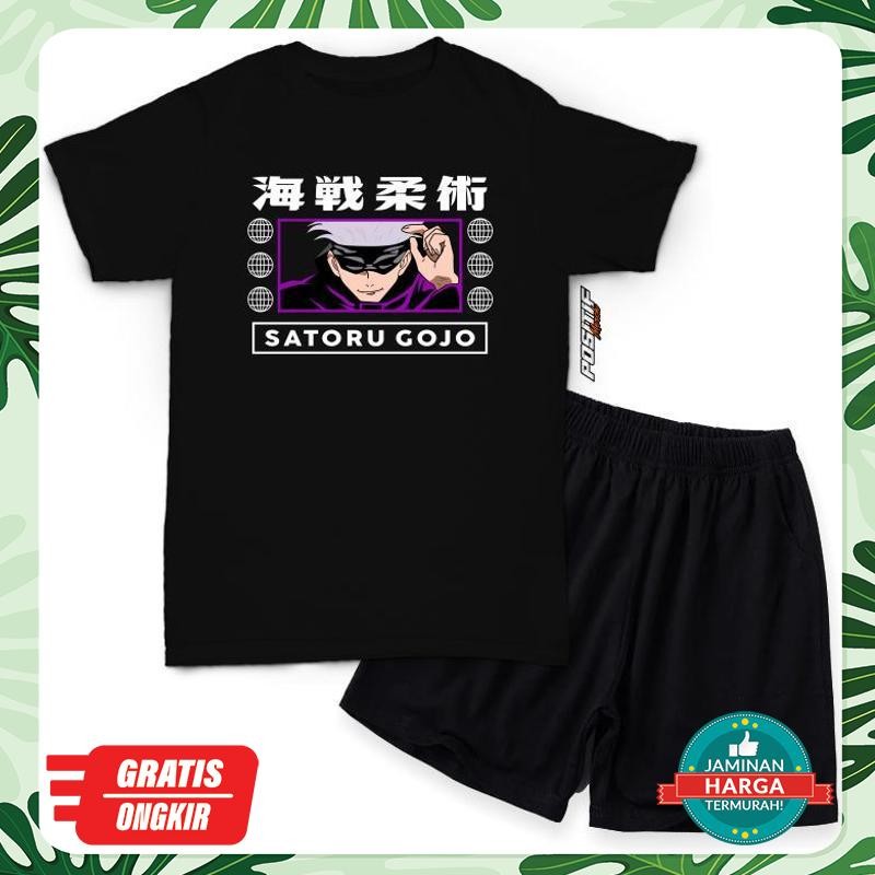 (Bismillah) Baju Kaos Anak Setelan Satoru Gojo Anime Harian Laki Perempuan Pe-98