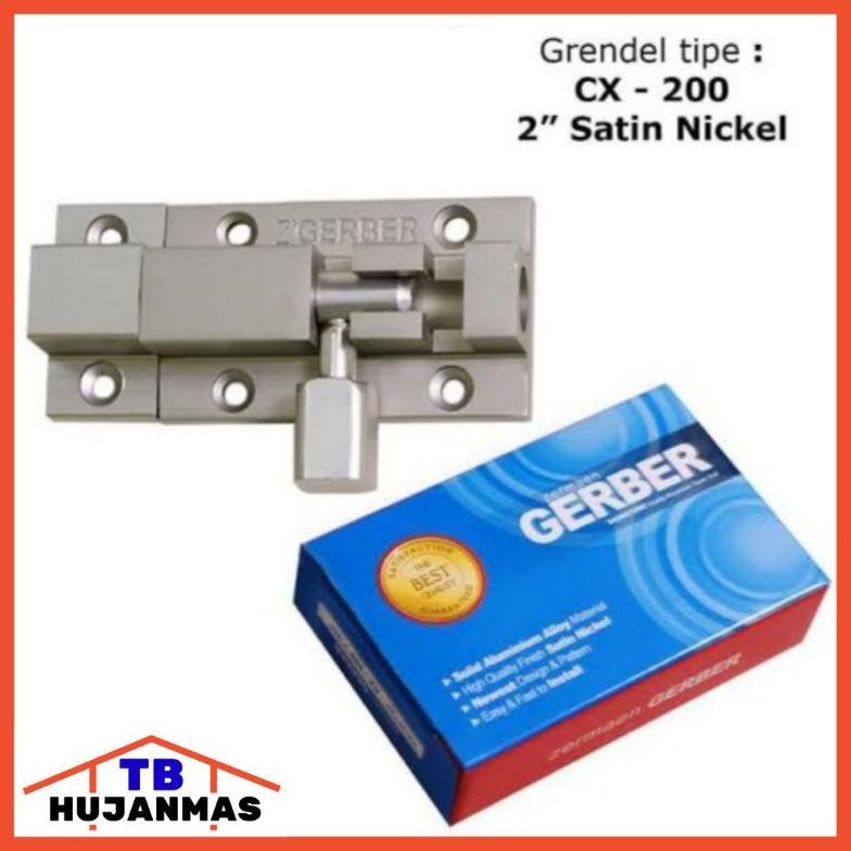 GERBER Gerendel Grendel Slot Selot Kunci Pintu Jendela Alumunium Solid 2 Inch Barrel Bolt CX200 2" S