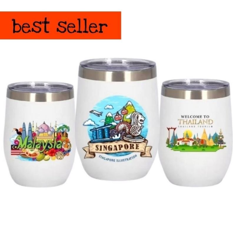 mug tumbler tahan panas/dingin mug hadiah souvenir oleh-oleh luar negri singapore malaysia thailand 