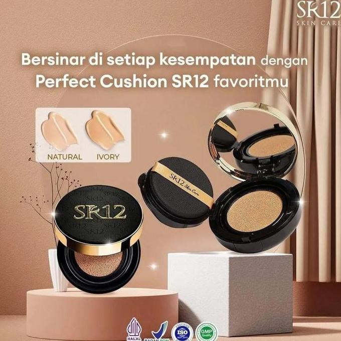 BEDAK BASAH SR12 PERFECT CUSHION 15G NATURAL - IVORY BEDAK FOUNDATION GLOWING & TAHAN LAMA