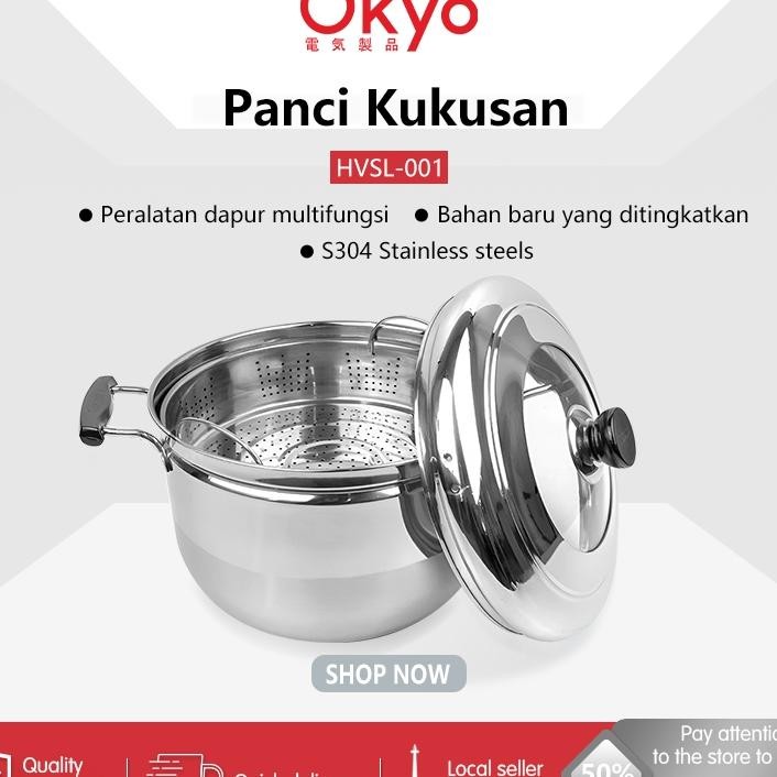 Omio Panci Kukusan Tutup Kaca Ukuran Besar Panci Kukus 2 Susun Panci Kukus Stainless Steel Dandang P
