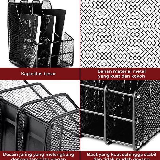 

File Box Foldable Steel Rak Penyimpanan Dokumen 3 Sekat Jaring Besi