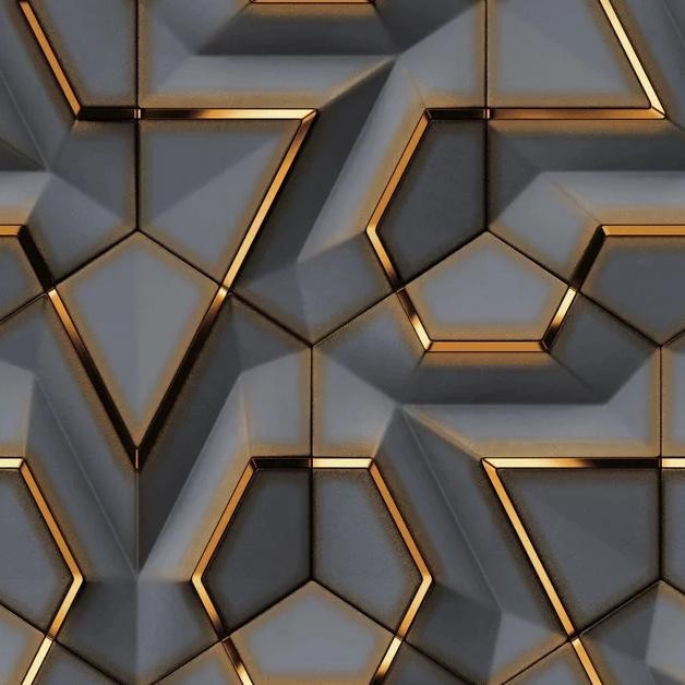 Wallpaper Dinding Motif Batako Hitam Abu Kuning 45cm x 10m Nugi