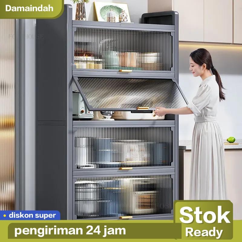 Rak Piring Tertutup Lemari Dapur Lemari Rak Piring Aluminium Rak Dapur Serbaguna Rak Kabinet Rak Pen