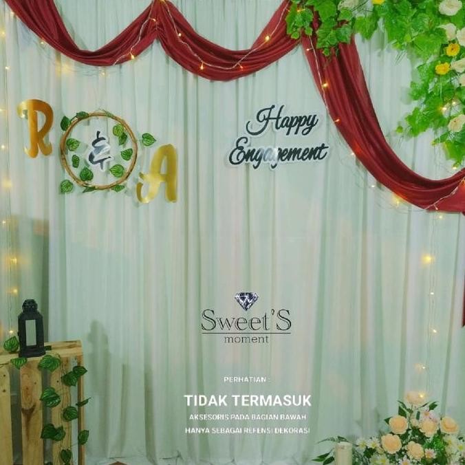 terbaru backdrop lamaran nikahan lengkap ukuran 2.5 x 2.2 meter - paket background dekorasi elegan