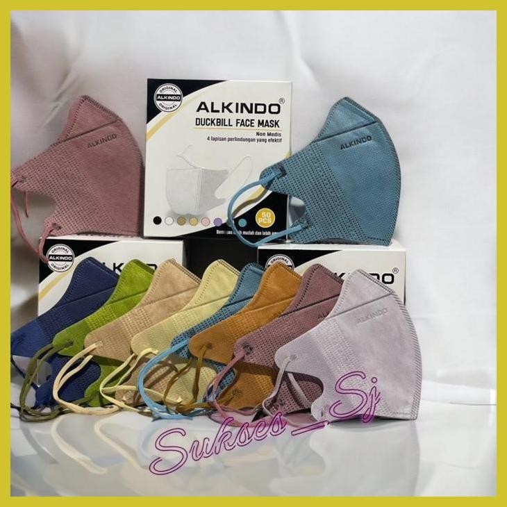 (VIRAL PRODUK) MASKER DUCKBILL ALKINDO MIX WARNA ISI 50 PCS/MASKER DUCKBILL ALKINDO/MASKER WARNA/MAS