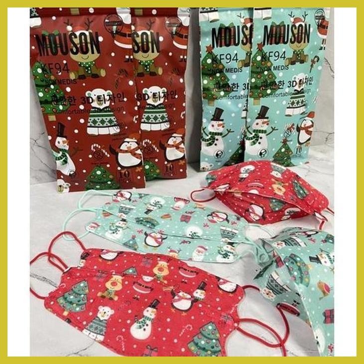 (VIRAL PRODUK) MASKER KF94 MOUSON EDISI NATAL/ KF94 NATAL /KF94 MOUSON ORIGINAL SIAP KIRIM