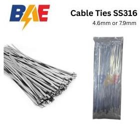 

Kabel Ties / Cable Ties Stainless Steel (Ss316) 200Mm X 4.6Mm / 7.9Mm