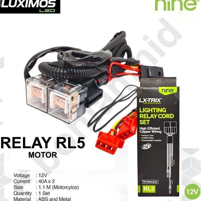 RELAY LAMPU TEMBAK MOTOR LUMINOS RL5 LX TRIX 2 X 40A LUXIMOS KABEL RELAY SET LAMPU SOROT PROJEKTOR
