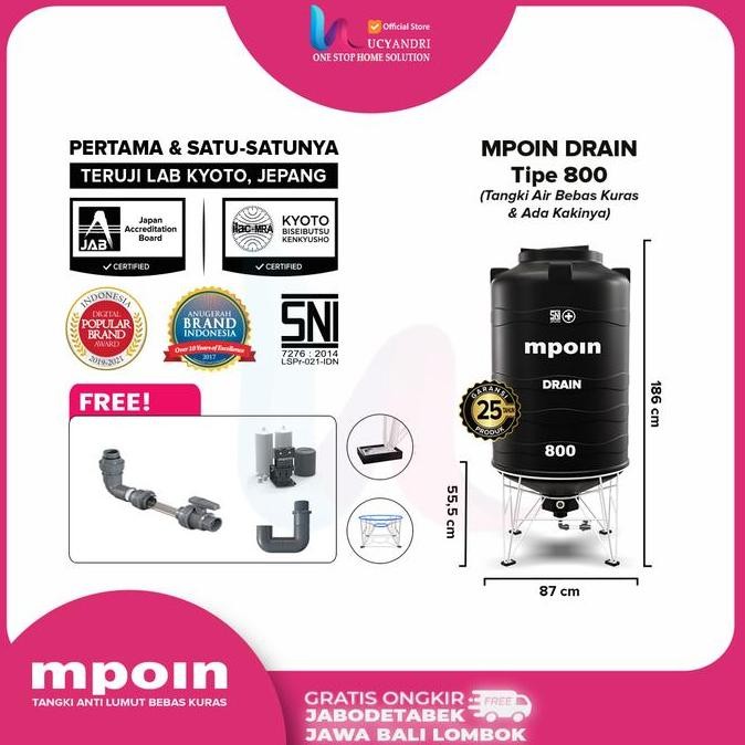 Toren Air 800 L Mpoin 800 Drain Tangki Air Mpoin Plus 670 L Tandon