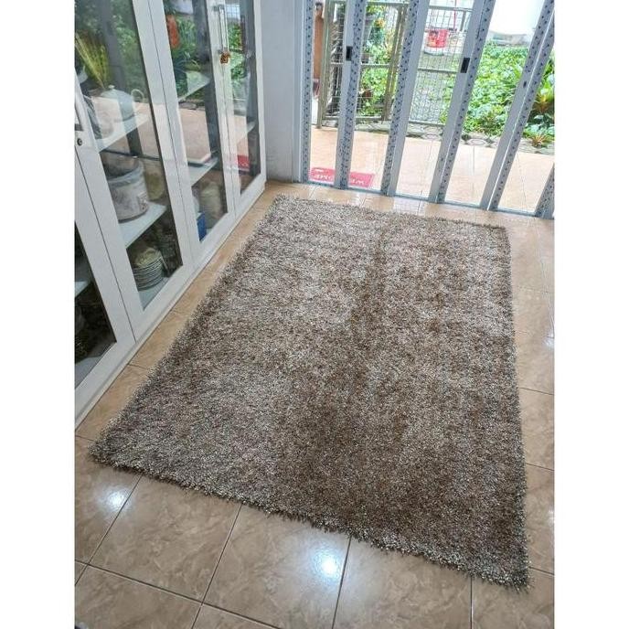 Karpet Cendol Shaggy Import Karpet Knot 160x230 CREAM free 100x150 STP