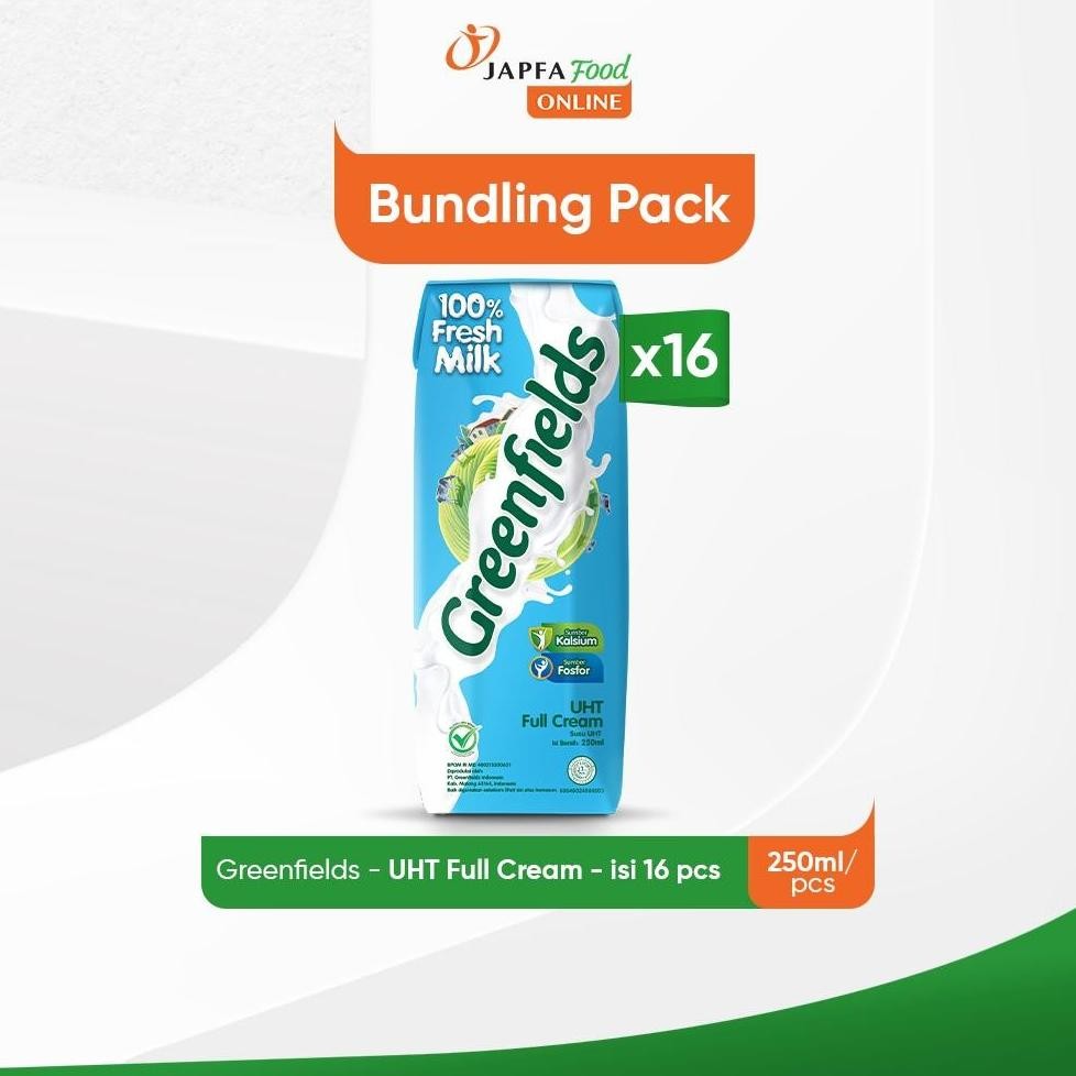 

NO_MORE Greenfields Susu UHT Full Cream 250 ml - isi 16 pcs -100% Fresh Milk dari Greenfields Farm