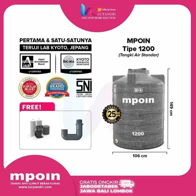 Toren Air 1200 L Mpoin 1200 Wave Tangki Air Tandon Tanki Mpoin Plus