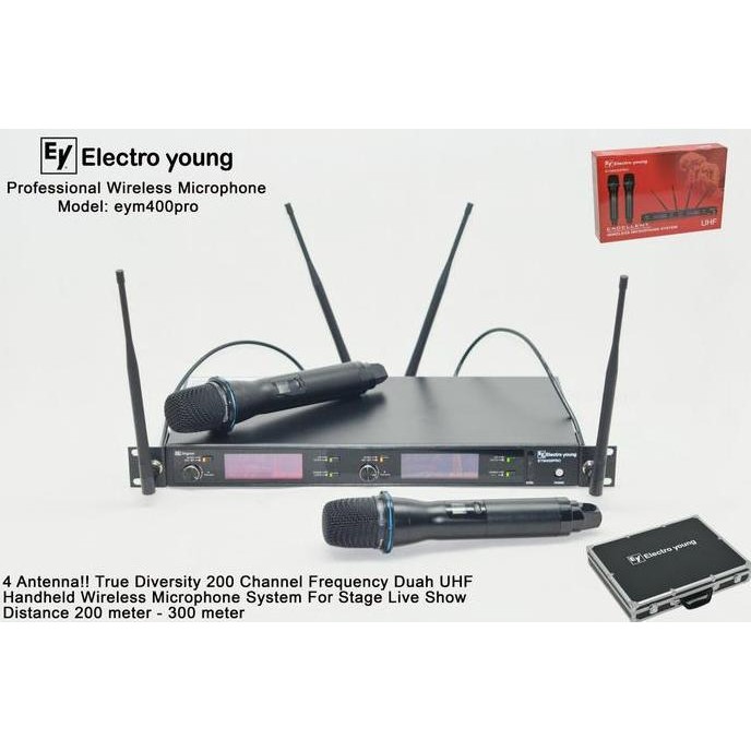 Mic Wireless Electro Young Eym400 Bisa Ganti Frequensy Up To 300M