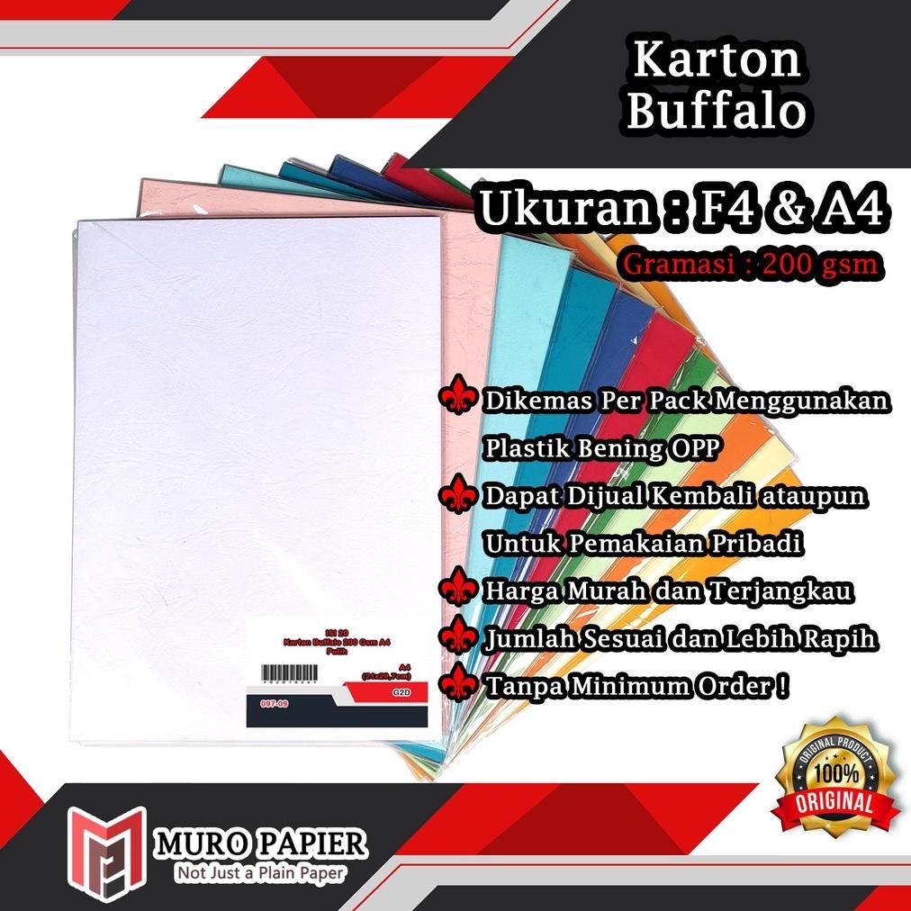 

( Per Pak - isi 20 ) Karton Buffalo 200 Gsm A4 F4 - By Muro Papier Nugi