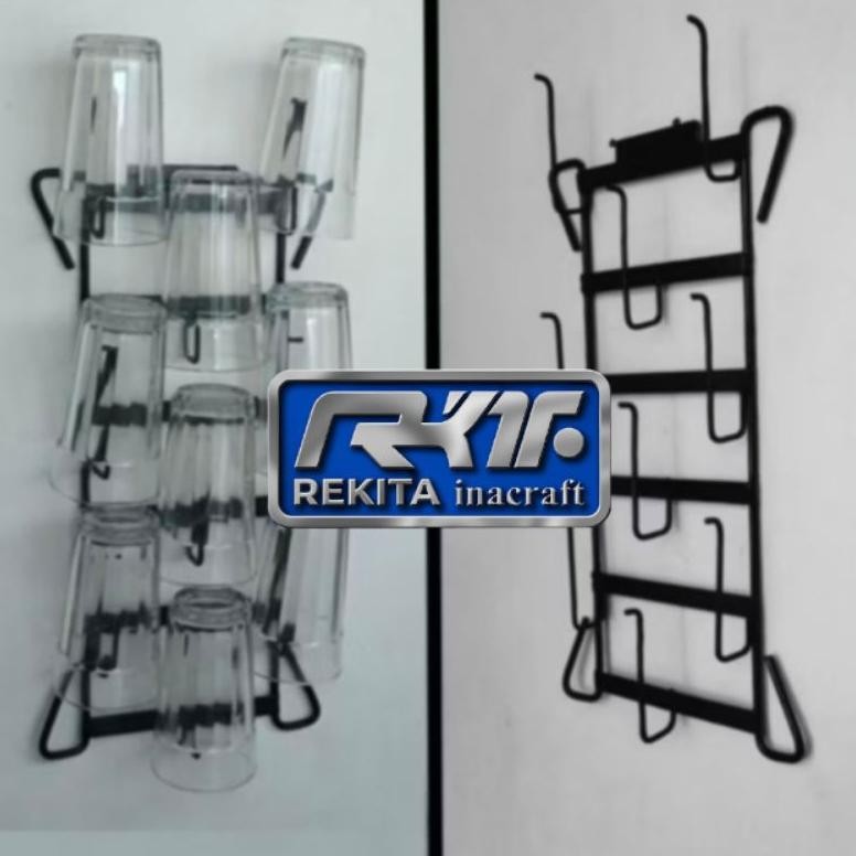 Rak Gelas Dinding Minimalis Besi Kokoh Putih/Hitam Nugi