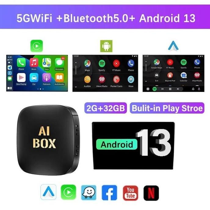 Smart Calay Ai Box Android 13 TV Box Wireless Calay Auto Built-in Play For Netflix YouTube