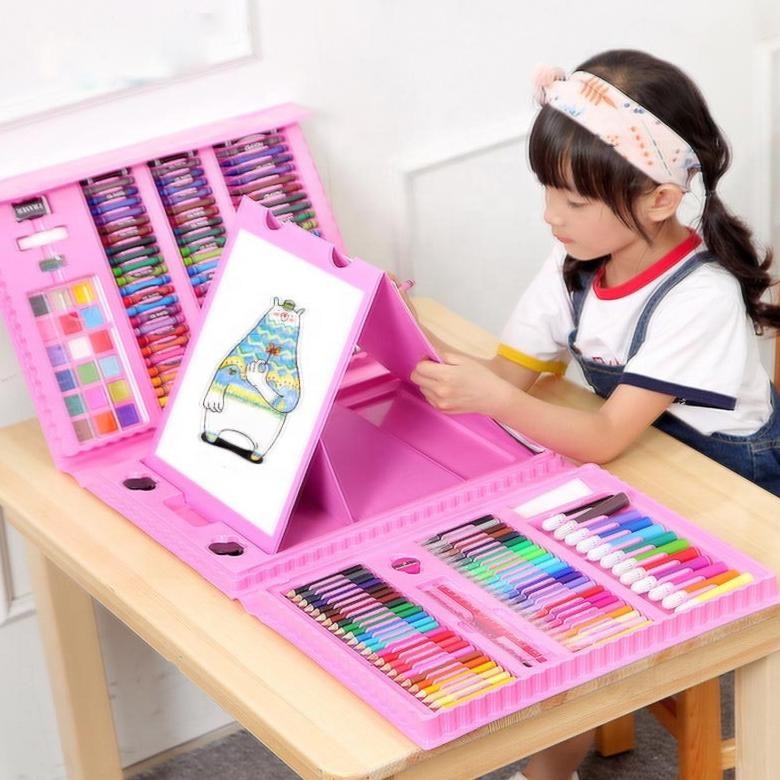 

Alat Lukis Set 208pcs Crayon Mewarnai Pensil Krayon Warna Alat Menggambar atau Mewarnai Nugi