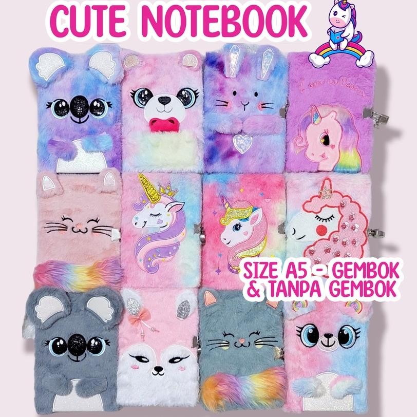 

BLINGBERRY Notebook Unicorn Buku Tulis Agenda Diary Unicorn Fur Sequin A5 Buku unicorn bulu, buku bulu Nugi
