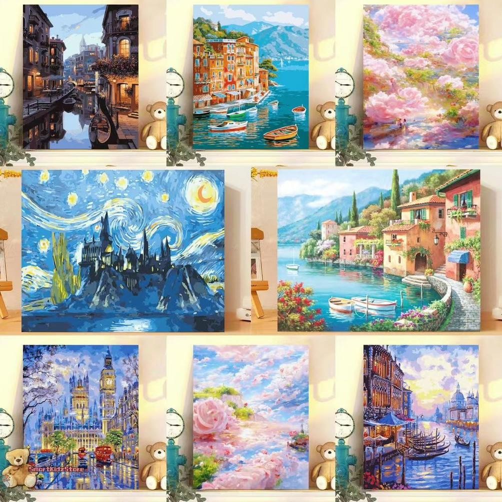 

40x50CM Ada Frame Paint By Number Nature Series DIY Digital Painting Canvas Aesthetic Kanvas Lukis Nugi