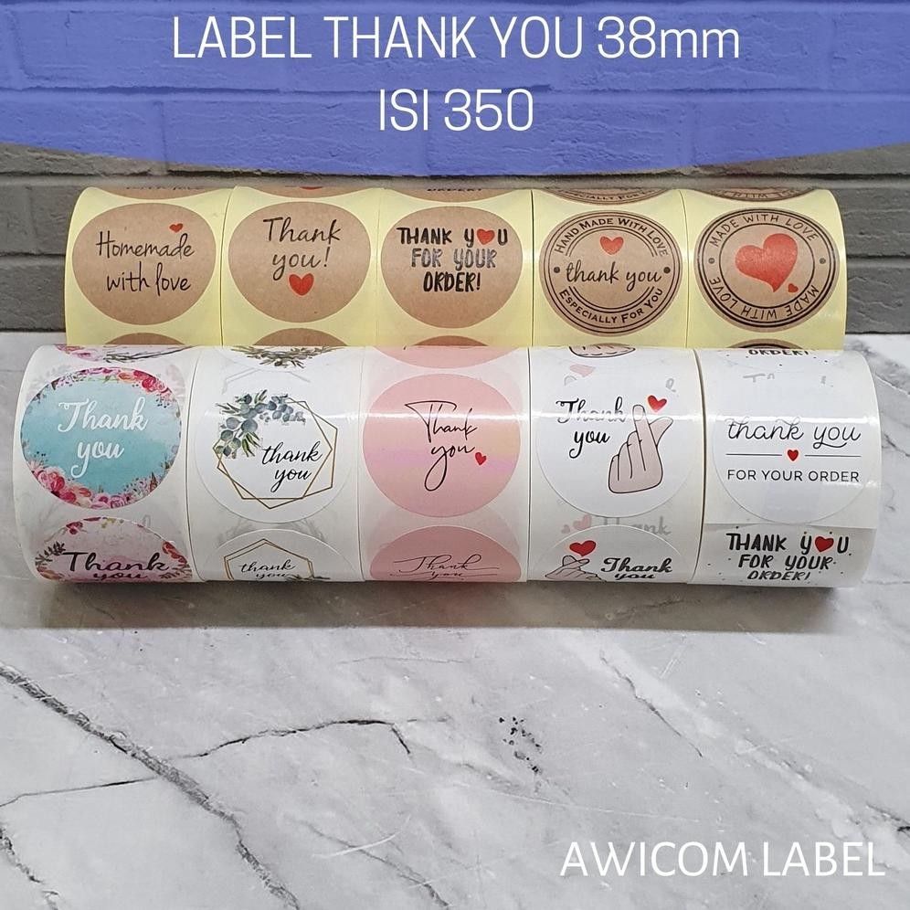 

350 PCS (1 ROLL) Stiker Label Thank You Homemade Handmade 38mm Nugi