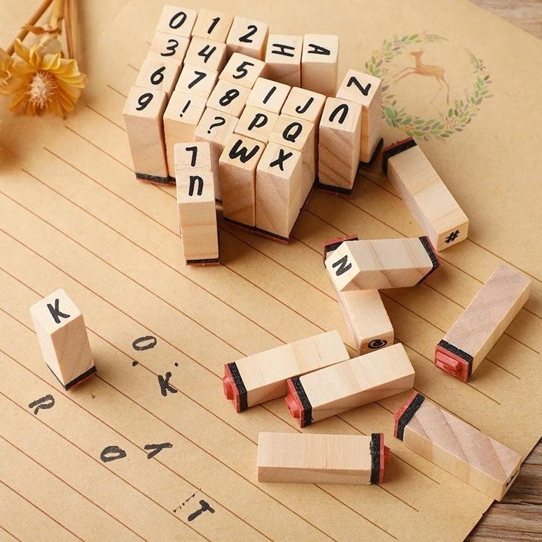 

Rhaast Aesthetic Wooden Stamp Alphabet Set / Paket Stempel Kayu Estetik untuk Journaling Bujo Jurnal Scrapbook Vintage Wood DIY Bullet Alfabet Nugi