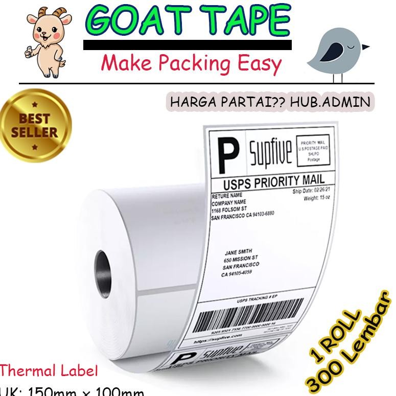 

Label Barcode Resi Thermal 100x150 Core 1 Inch Isi 300 Pcs Nugi