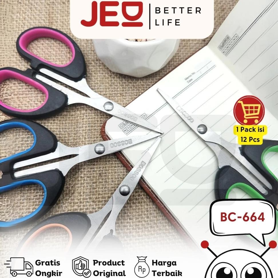

1 lembar (12 pcs) Gunting Scissors BOSSCO B-664 5 inch Nugi