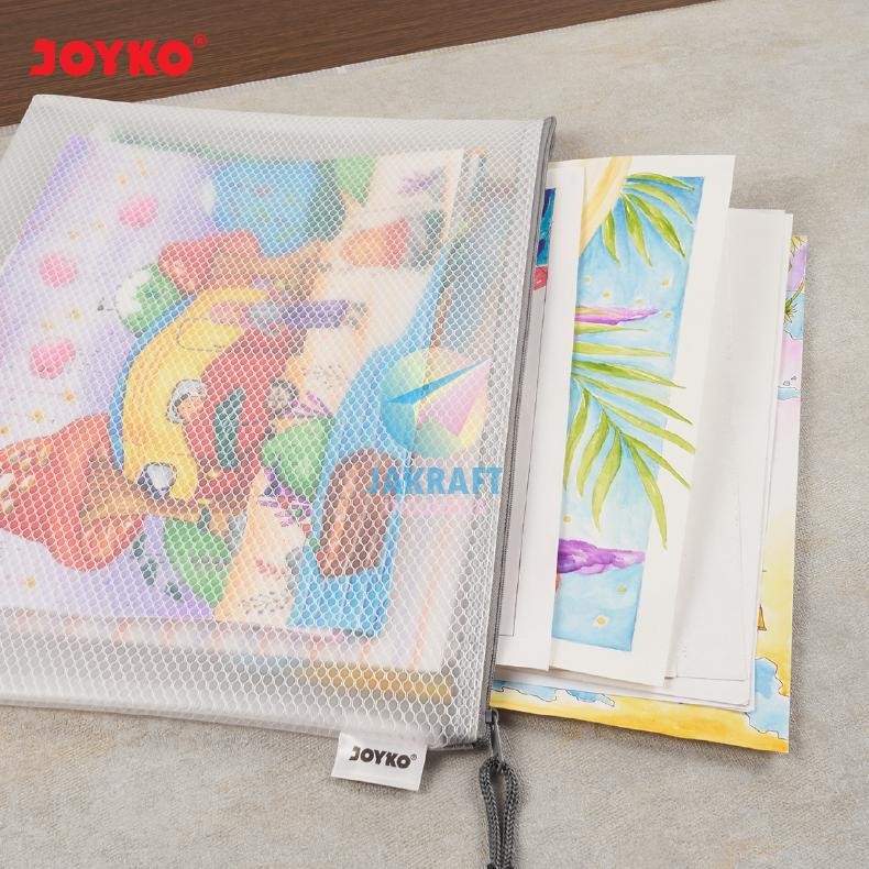 

(1 Pcs) Document Bag Jaring Zipper JOYKO DCB-46 B4 Putih Semi Clear Transparan Laptop Dokumen File A4 & F4 Folio Stationery Pouch Resleting Tahan Air Nugi