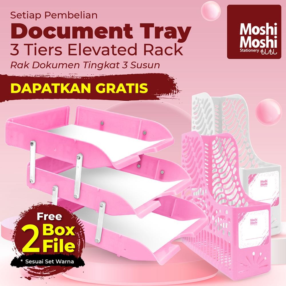 

PROMO Document Tray Elevated Letter Rak Susun Kertas File Dokumen 3 Tingkat GRATIS 2 File Box Moshi Nugi