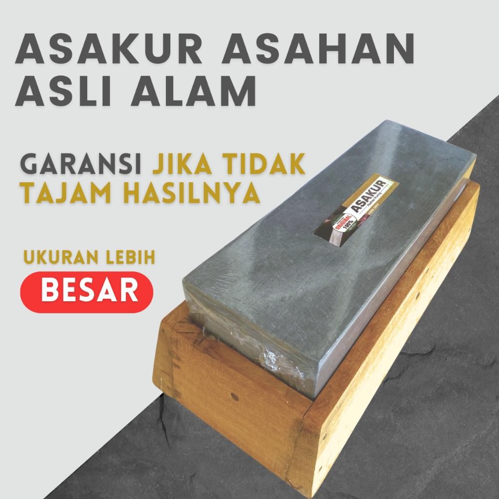 Batu Asahan Super Tajam Batu Asahan Asli Alam Ukuran Besar Satu Set Tatakan Nugi