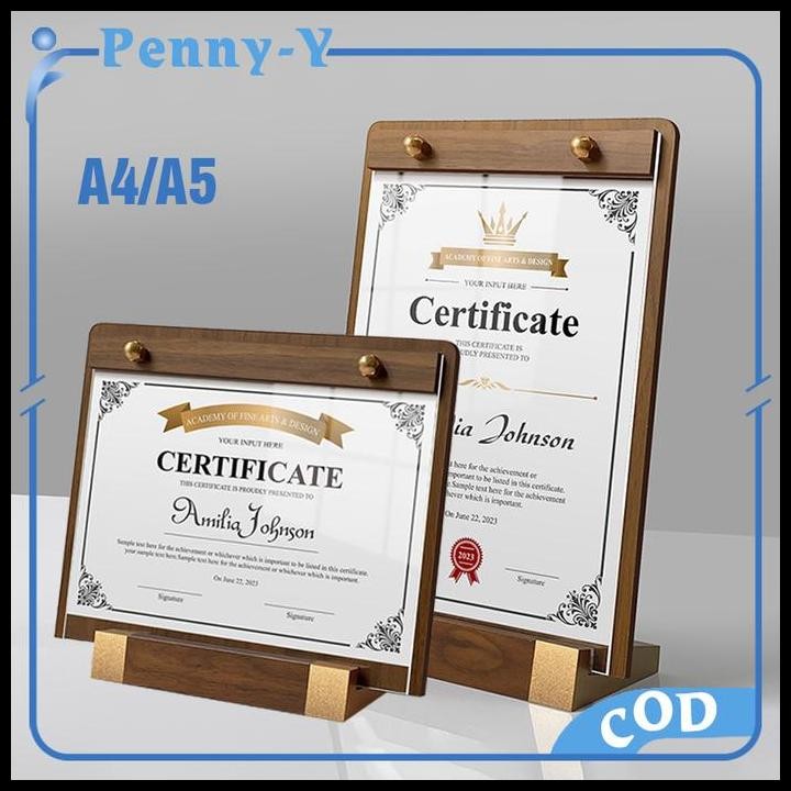 

Stand Menu Kayu Standing Menu Display Wood Sign Holder A4/A5 Menu Stand With Base