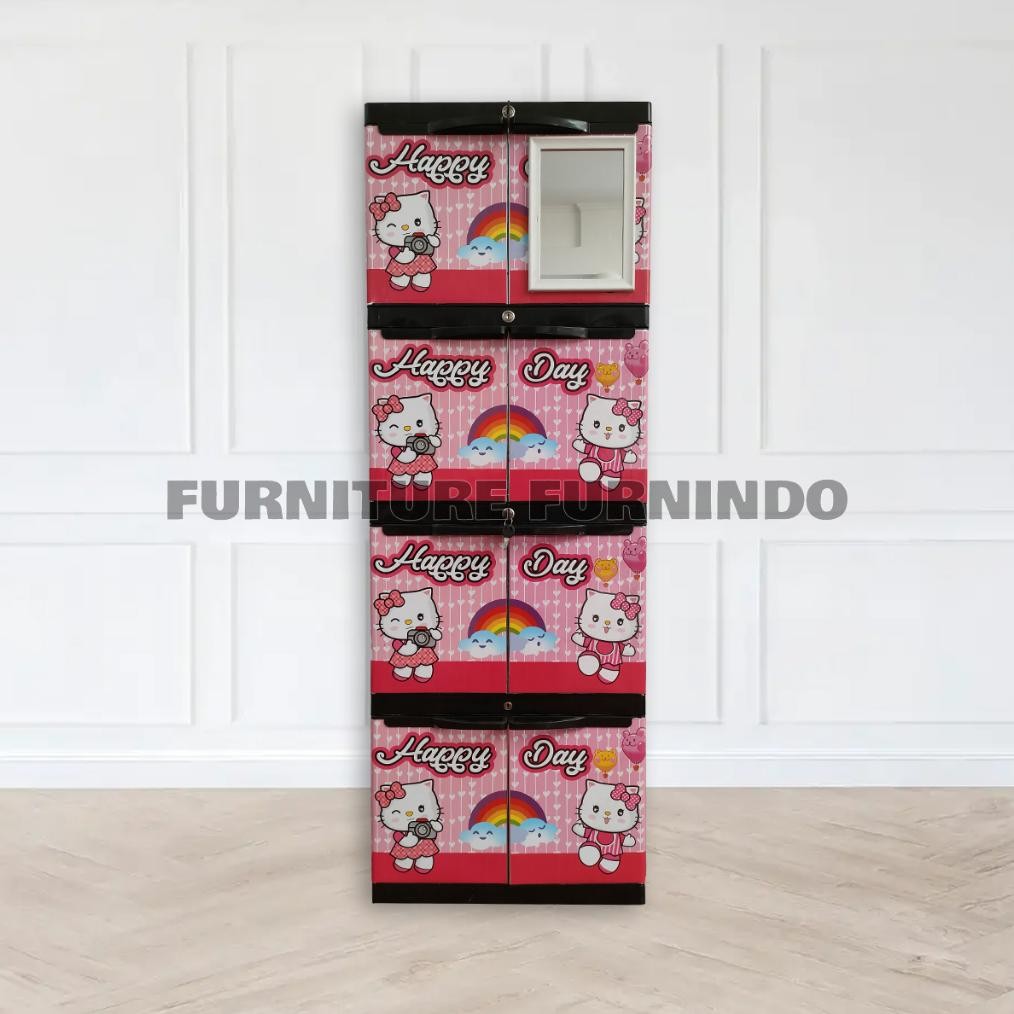 LEMARI PLASTIK 3 Susun Dan 4 Susun KUNCI KACA Aquose DIVA Karakter Nugi