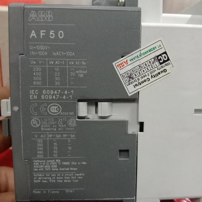 Kontaktor Abb Af50-30-11, 100A New Stok