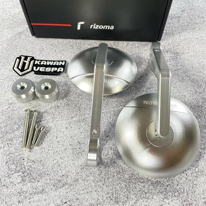 Spion Barend Rizoma Bulat model Zelioni Silver CNC Universal - Vespa