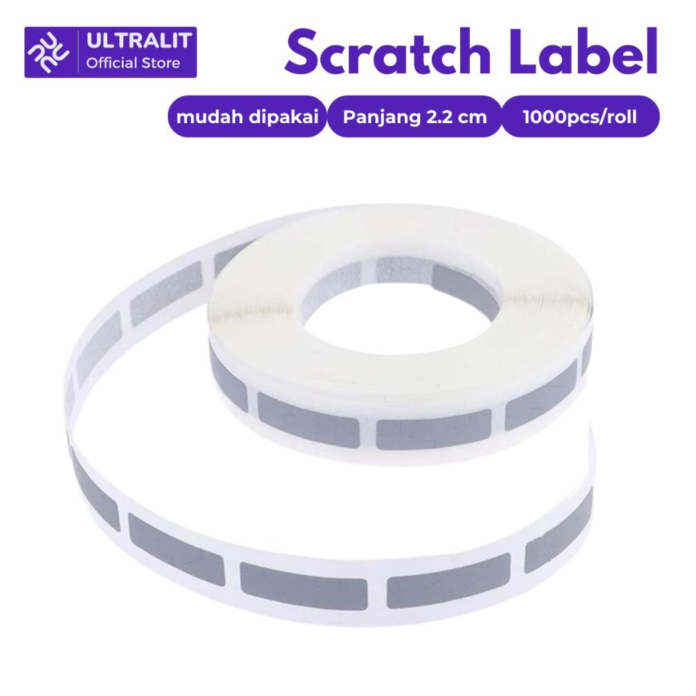 

Ultralit 1000 Pcs Scratch Sticker Label 6 x 22 mm / Sticker Label Gosok Pin Voucher Nugi