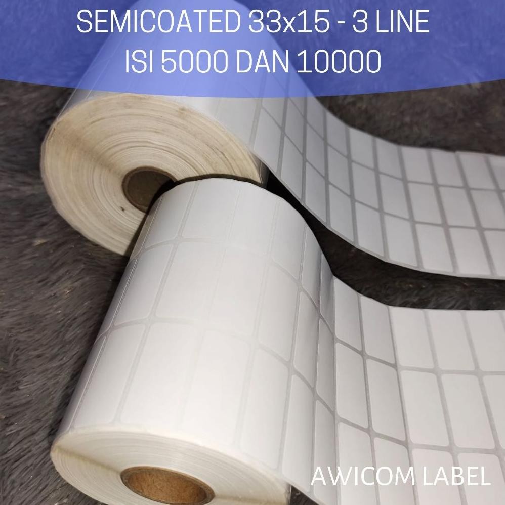 

Label Barcode Semicoated 33x15 33 x 15 mm 3 line core 1" isi 10000 Nugi