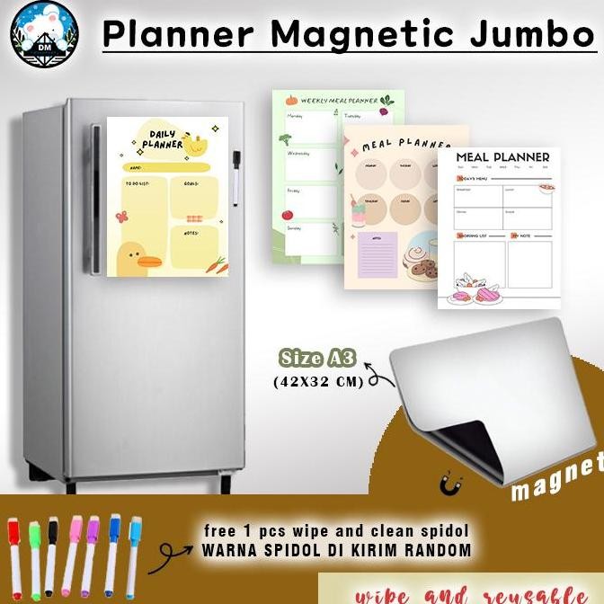 

Tersedia Planner Magnet Jumbo A3 - Sticky Notes Memo Jadwal Tempel Aesthetic