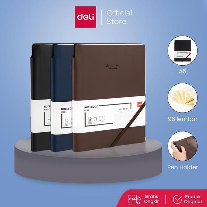 

Tersedia Deli Notebook Kulit EN130L A5 - Buku Catatan Agenda Sampul Kulit Stationery