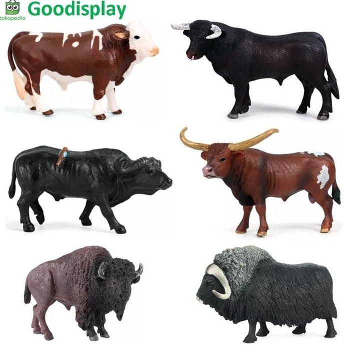 Diskon Miniatur Hewan Ternak Sapi Banteng Kerbau Wild Farm Animal Figure Koleksi Shopee