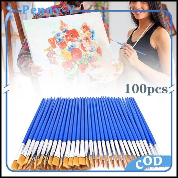 

Kuas Lukis Set 100pcs Cat Minyak Kuas set kuas lukis lengkap
